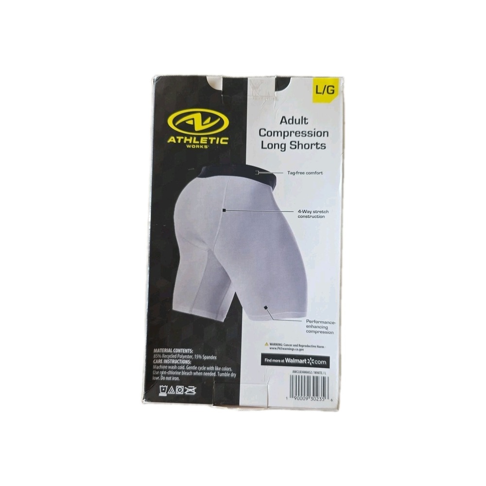 Athletic Works Men's Compression Performance Long Shorts LARGE white - Picture 3 of 3